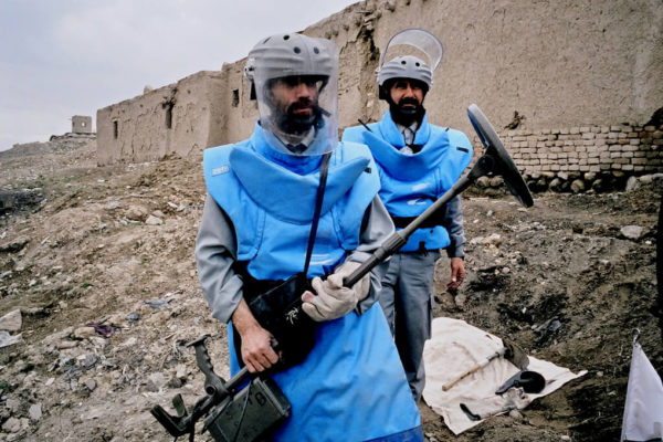 Deminers search landmines Kabul Afghanistan